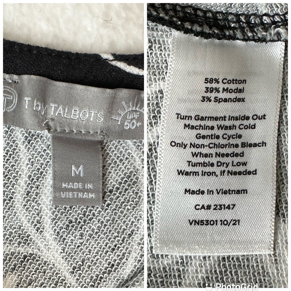 T by Talbot’s Women’s UPF 50 Black White Floral Cross Back Cozy Shift Dress, Med - Picture 16 of 16